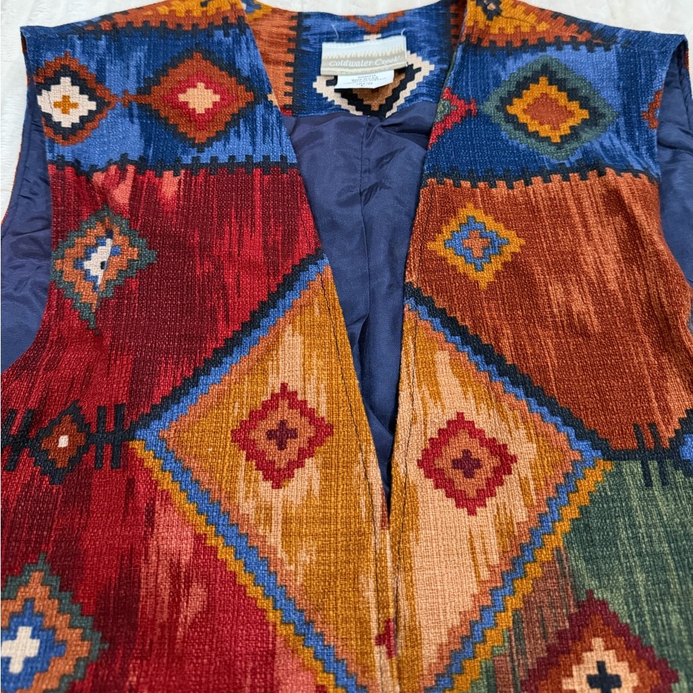 VINTAGE Western Vest Concho Buttons" Southwestern Aztec Vest L Cowgirl Festival - Picture 3 of 11